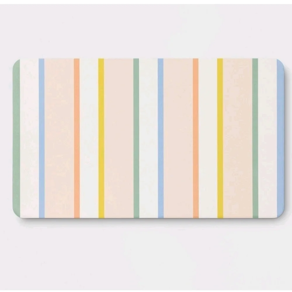 Room Essentials Rectangle Striped Kitchen Rug Holiday Pastel 20